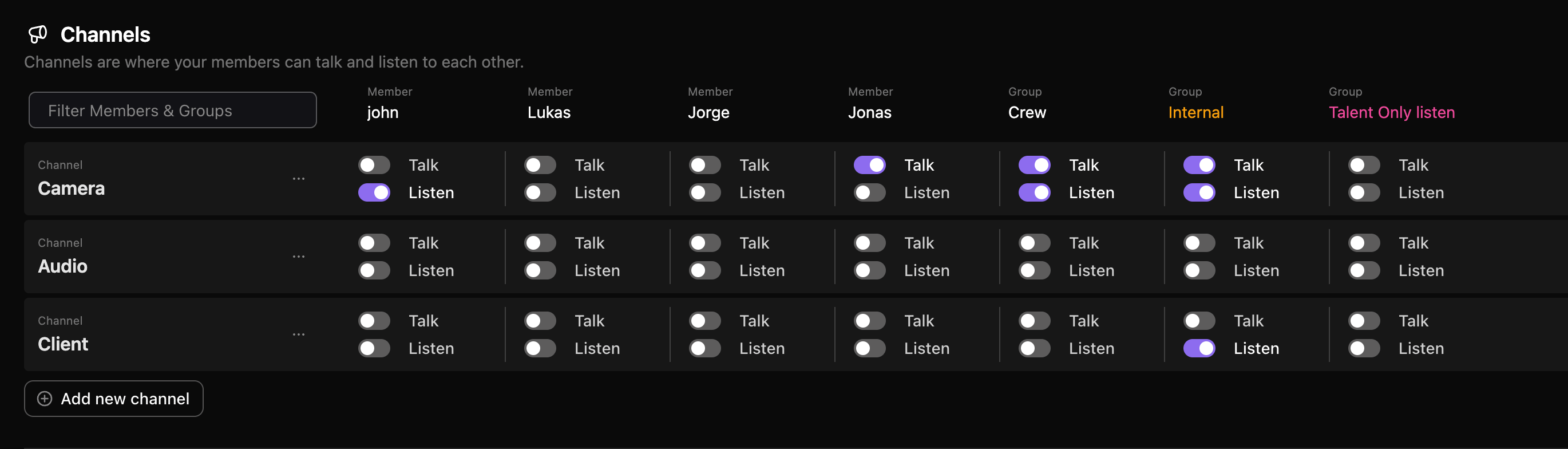 Adding Talk/Listen permissions